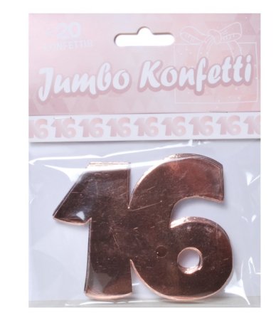 Jumbo Konfetti Zahl 16, rosegold