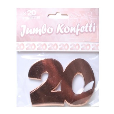 Jumbo Konfetti Zahl 20, rosegold