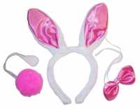 Bunny mit Schwanz und Fliege pink/wei