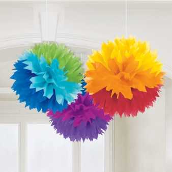 Rainbow Fluffy Pompons Deko