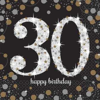 Happy Birthday Sparkling Servietten 30,gold