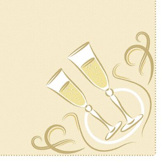 Servietten fr Silvester 25 x 25 cm, gold