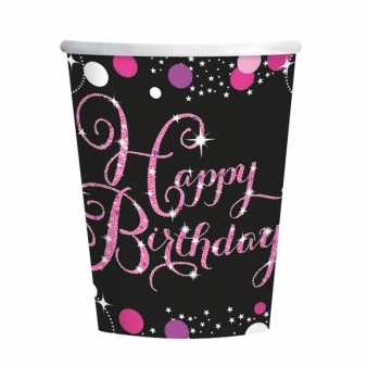 Happy Birthday Sparkling Trinkbecher,pink