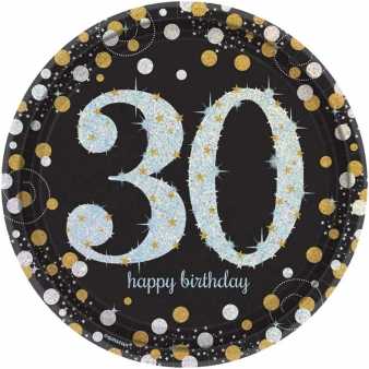 Teller zum 30. Geburtstag Sparkling gold