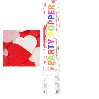 Party Popper Herzen, wei, 80 cm