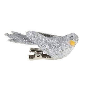 Silber Vogel mit Clip, 2 Stck