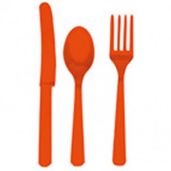 Besteck in orange, 24-tlg.