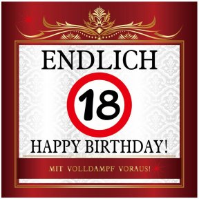 Aufkleber Endlich 18 als Flaschenetikett