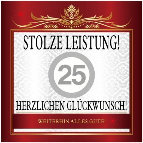 Aufkleber 25 in silber als Flaschenetikett