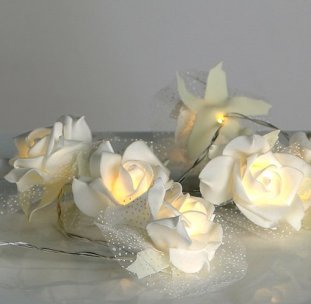 Lichterkette Rosen, warmweiß