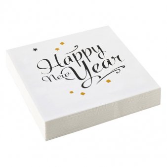 Happy New Year Servietten, wei