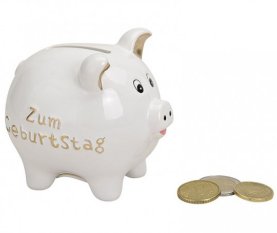Spardose Schwein zum Geburtstag, 9 cm
