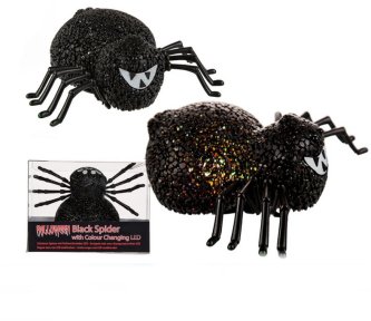Schwarze Spinne mit LED