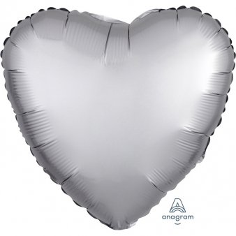 Satin Luxe Silber Folienballon, Herz