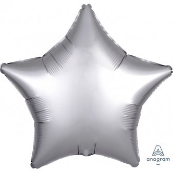 Satin Luxe Silber Folienballon, Stern