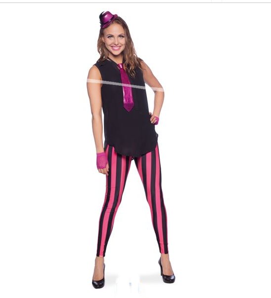 Legging Neon Streifen Rosa/Schwarz