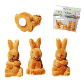Mini-Hase zum Aufkleben, 4-tlg.