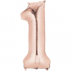 Folienballon - 86cm - Rosegold - XXL Zahl 1