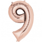 Folienballon - 35cm - Rosegold -  Zahl 9