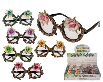 Brille mit Blumen und Steinchen