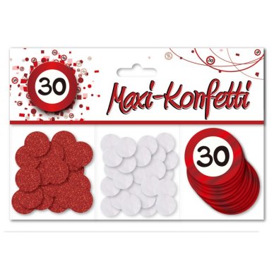 Maxi Konfetti Verkehrsschild Zahl 30