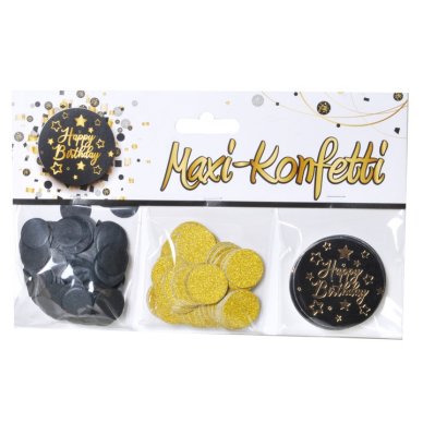 Maxi-Konfetti Happy Birthday, schwarz/gold