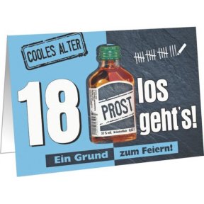 Glckwunschkarte mit Likr zum 18. Geburtstag