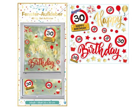 Fenster-Aufkleber zum 30.Geburtstag