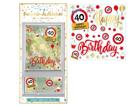 Fenster-Aufkleber zum 40.Geburtstag