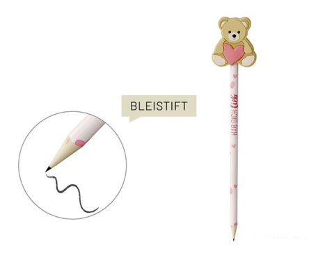 Bleistift Teddy mit Topper Herz