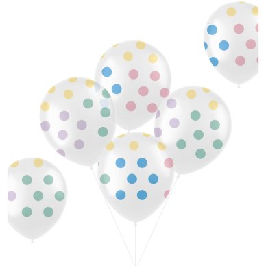Luftballons mit Pastell Punkten, 6 Stck