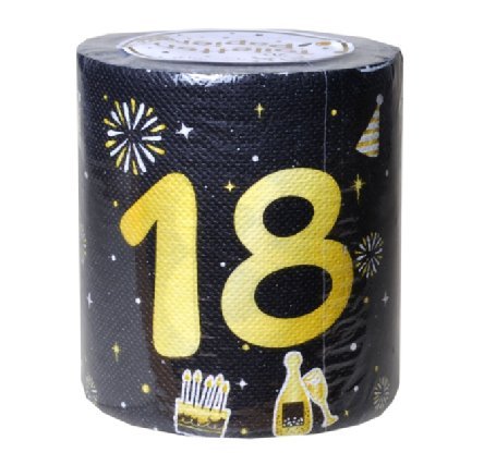 Toilettenpapier mit Zahl 18 in schwarz/ gold