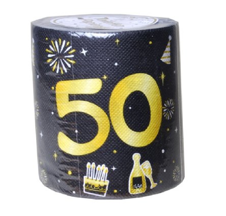 Toilettenpapier mit Zahl 50 in schwarz/ gold