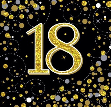 18.Geburtstag Servietten Sparkling Star gold