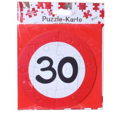 Puzzle-Karte Zahl 30 mit Umschlag