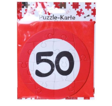 Puzzle-Karte Zahl 50 mit Umschlag