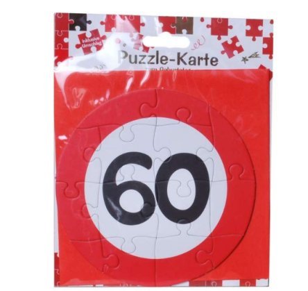 Puzzle-Karte Zahl 60 mit Umschlag