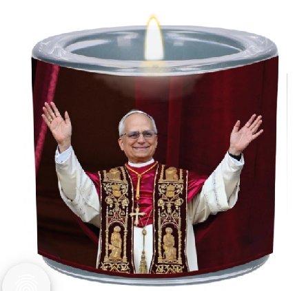 Windlicht aus Glas - Papst Leo XIV