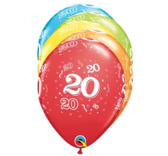 Bunte Luftballons zum 20. Geburtstag