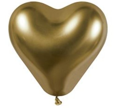 Herzballons, gold, Spiegeloptik, 6 Stck