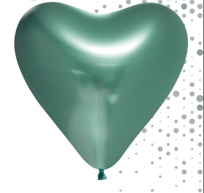 Herzballons, grn, Spiegeloptik, 6 Stck