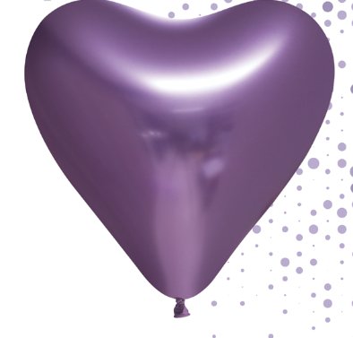 Herzballons, lila, Spiegeloptik, 6 Stck