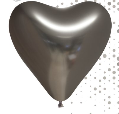 Herzballons, silber, Spiegeloptik, 6 Stück