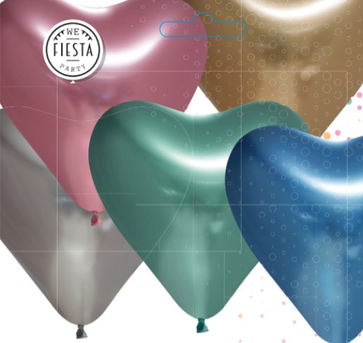 Herzballons, Spiegeloptik, 20 Stück