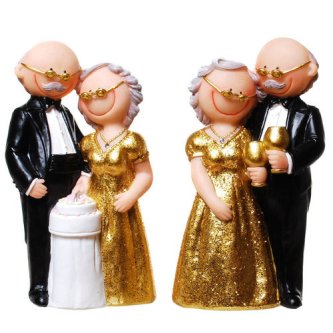 Comic Gold Hochzeitspaar, 13 cm