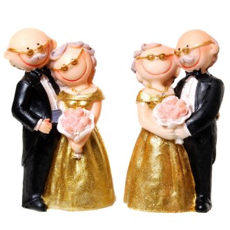 Comic Gold-Hochzeitspaar, 10 cm