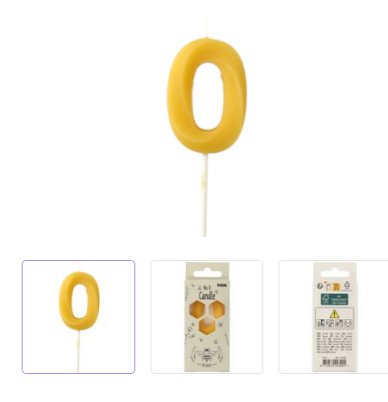 Kerze - Zahl 0 - Bienenwachs - 4,5 cm
