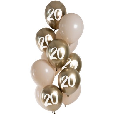 Ballons Golden Latte 20 Jahre - 12 Stck
