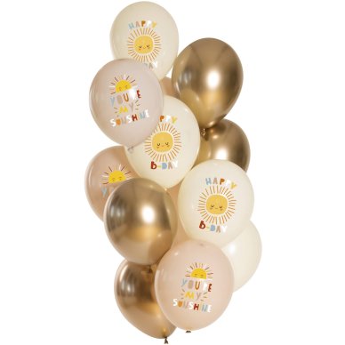 Luftballons Geburtstag gold/creme, 12 Stck