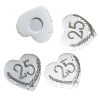 Herzen mit Zahl 25 silber, 8 tlg.